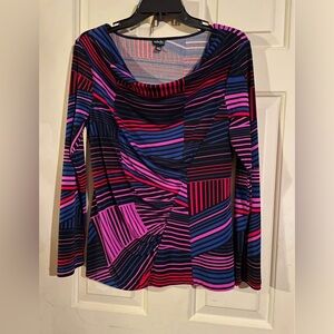 Rafaella Women's Top with Pink and Blue Stripes